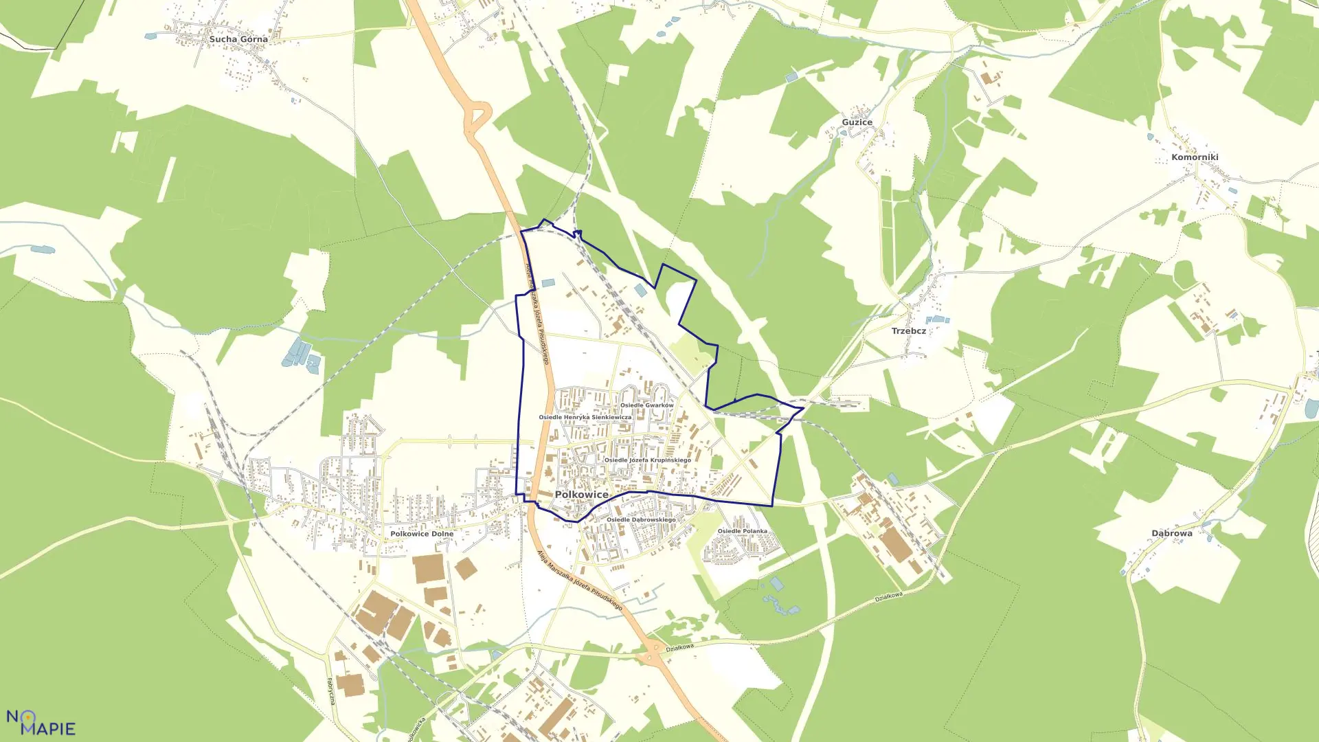 Mapa obrębu Obręb 1 w gminie Polkowice