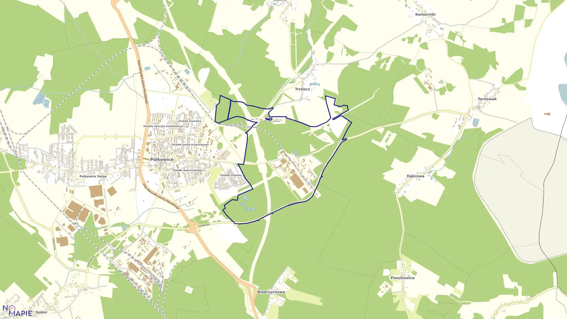 Mapa obrębu Obręb 3 w gminie Polkowice