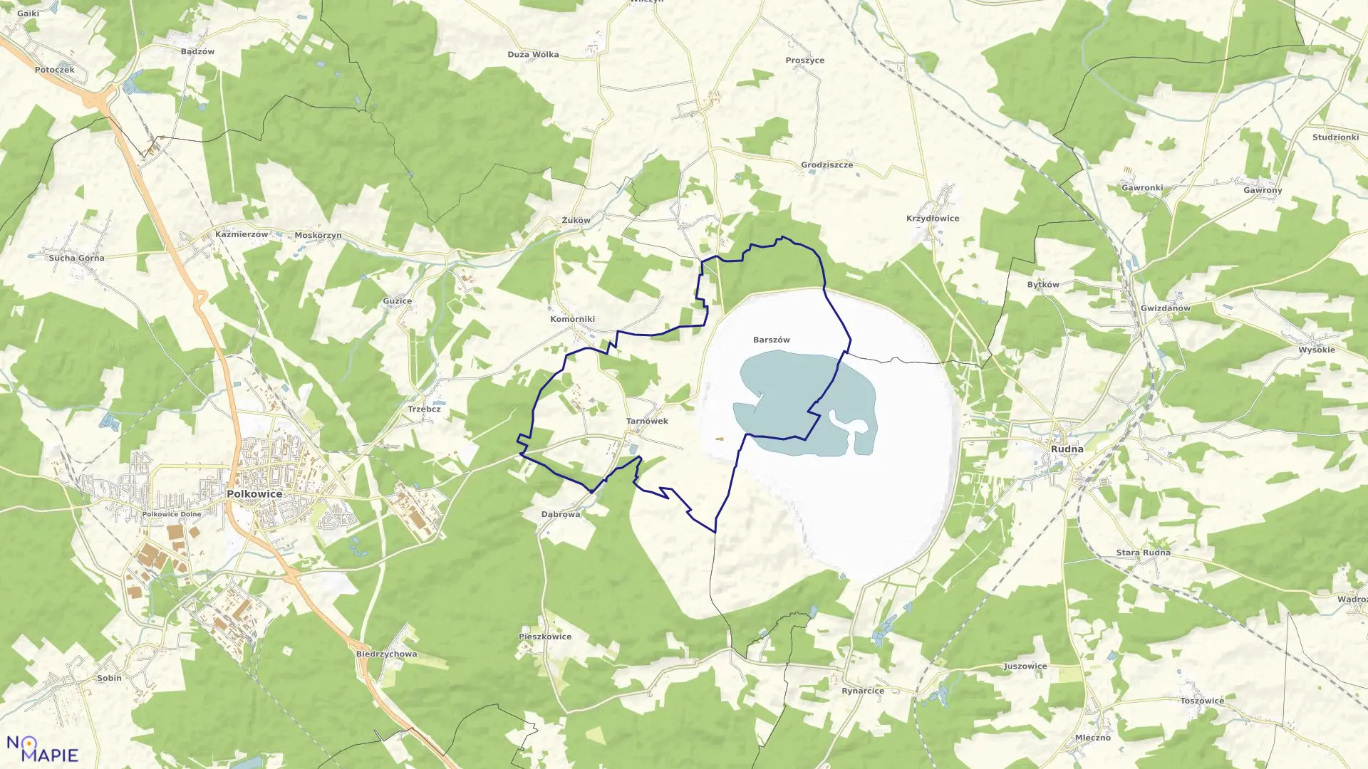 Mapa obrębu Tarnówek w gminie Polkowice