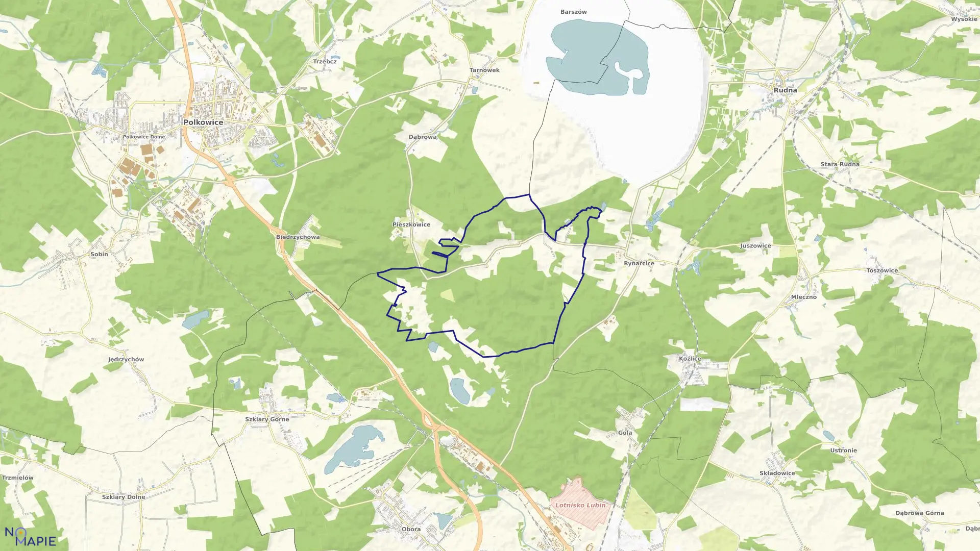 Mapa obrębu Żelazny Most w gminie Polkowice